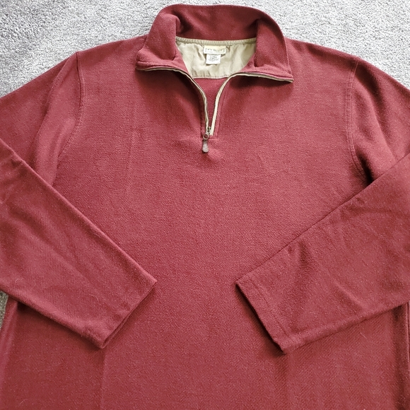 LL bean sweater Mens Large Red pullover 1/4 zip outdoor casual tall - Picture 3 of 10